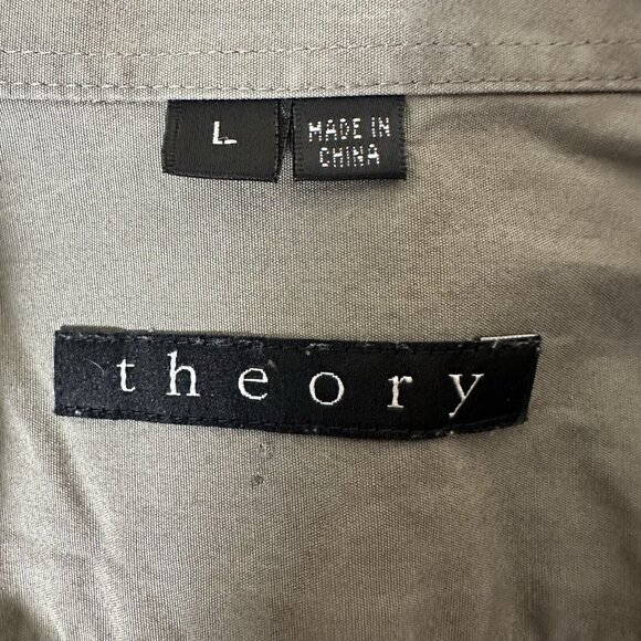 Theory‎ Shirt Mens Large Brown Solid Button Up Long Sleeve Casual Office Adult - Picture 2 of 7